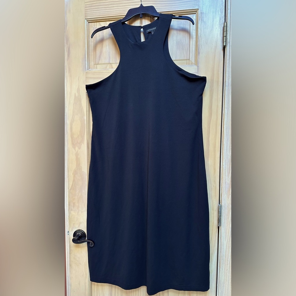 Bannana Republic high neck, knit, knee length dress. Black.  XL